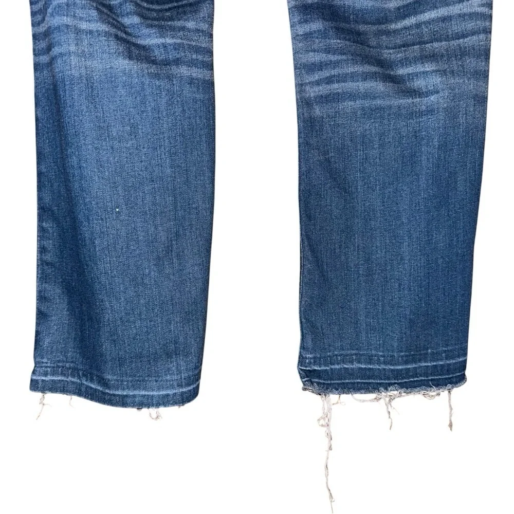 J. CREW Billie Demi Boot Crop Jeans in Warm Indigo Distressed Plus Size 32